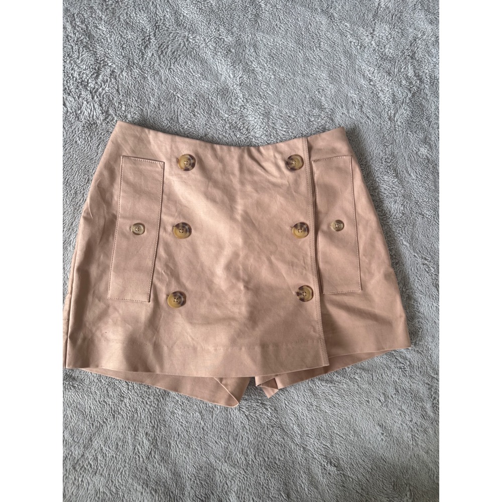 Maeve Anthropologie Double Breasted Button Front Skort Blush Tan Size 4
